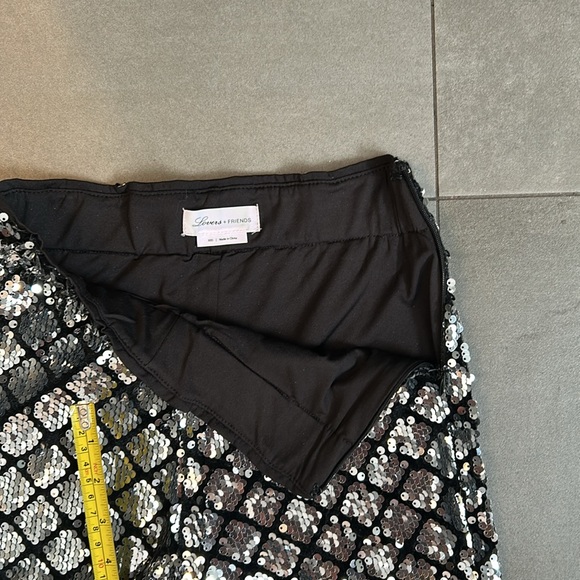 Lovers and Friends Take it Easy Silver and Black Sequined Pants - Picture 6 of 8